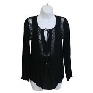 NWT Daniel Rainn Black Boho Blouse